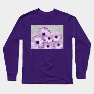 Purple Daisies and Gray Long Sleeve T-Shirt